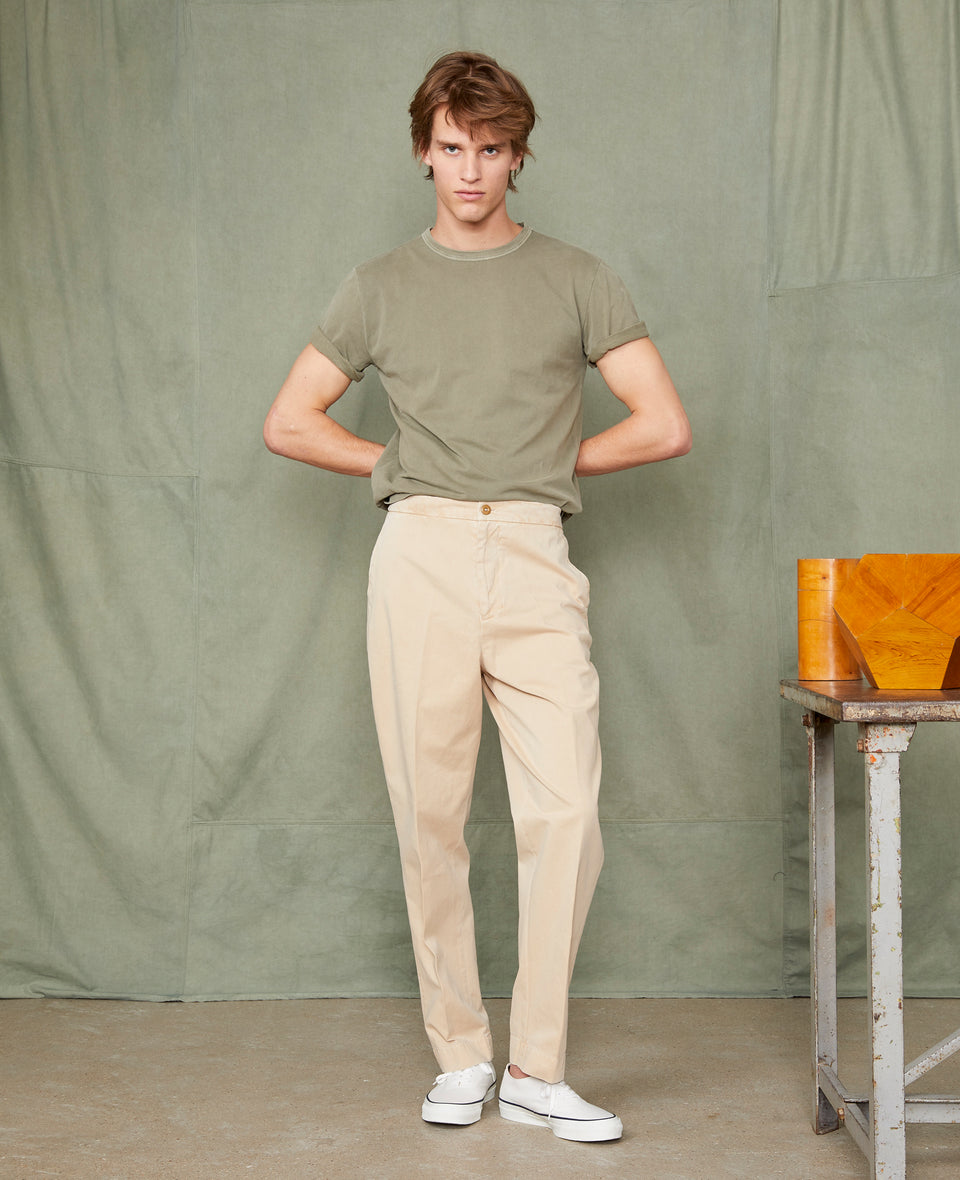 Chino a taille elastique BEIGE - Image 1
